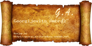 Georgijevits Ambró névjegykártya